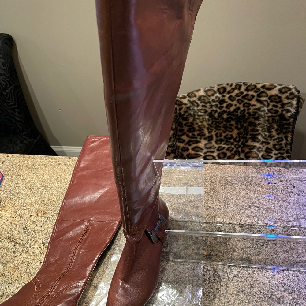 Calvin Klein OTK Size 7 Brown wedge heel boots
